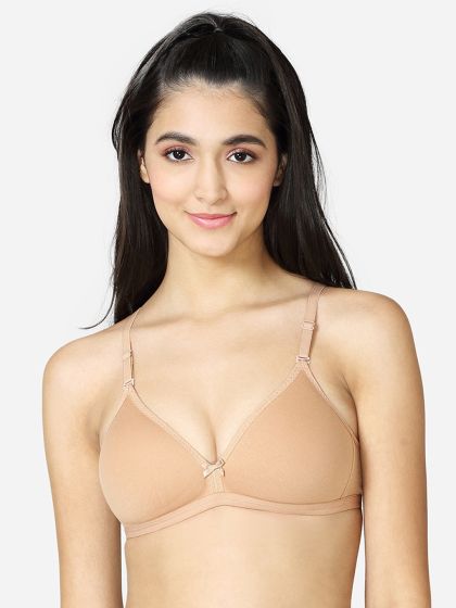 Buy Naidu Hall Single Layered Non Wired Full Coverage Bra - Skin at Rs.175  online