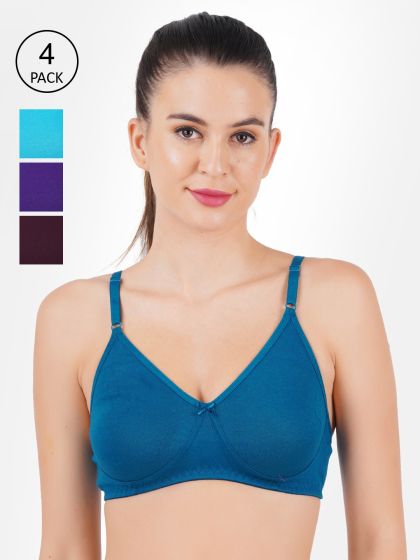 Buy Inner Sense Pack Of 4 Organic Cotton Antimicrobial Soft Laced  Sustainable Bra ISB017 - Bra for Women 12957762