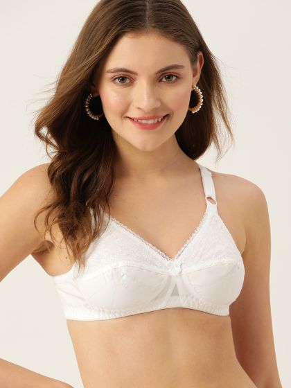 Women's Floral Embroidered Minimizer Full Coverage Bra Lightly