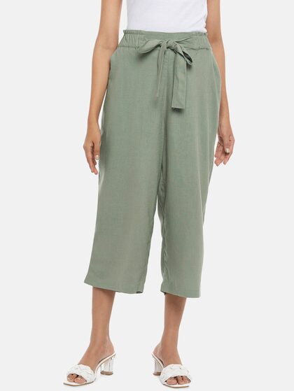 Black Linen Look Palazzo Beach Trousers  PrettyLittleThing