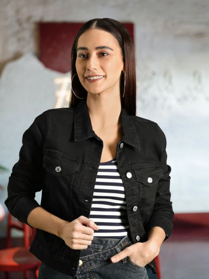 Mango black denim jacket outlet