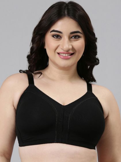 Buy Enamor Double Layered Non-Wired High Coverage Super Support Bra - Black  at Rs.1149 online