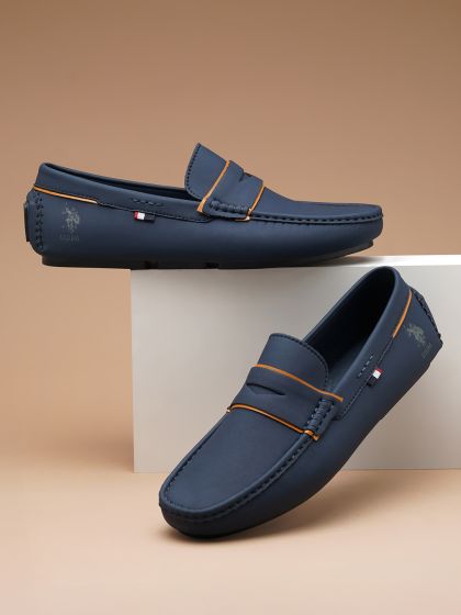 Buy U S Polo Assn Men Navy Blue Textured PU Loafers Casual Shoes