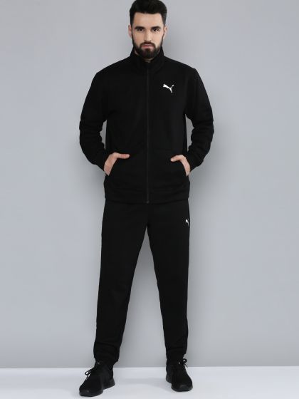 Mens black slim fit tracksuit sale