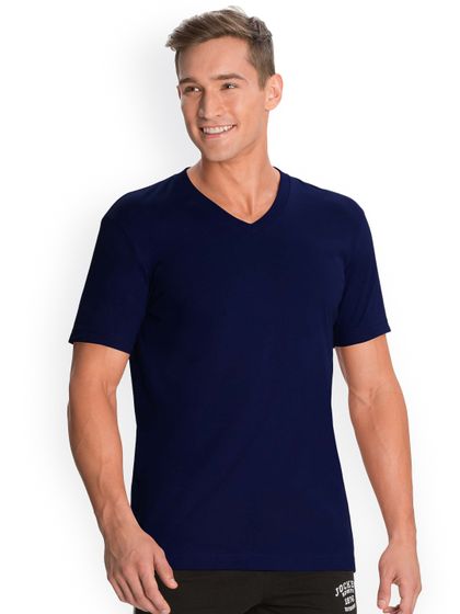 Buy Jockey Men Teal Blue Solid V Neck 