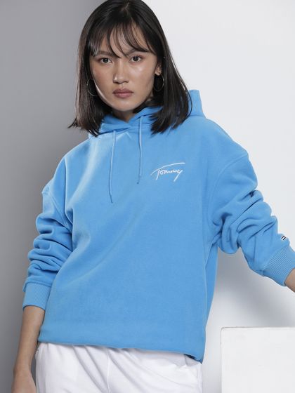 Buy Tommy Hilfiger Half Zipper Fleece Oversized Sweatshirt - Sweatshirts  for Women 18986948 | Myntra