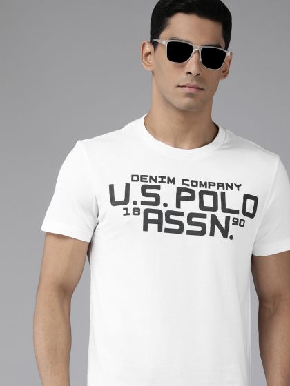 U.S. Polo Assn. Denim Co. Grey Slim Fit Printed Cotton Polo T-Shirt