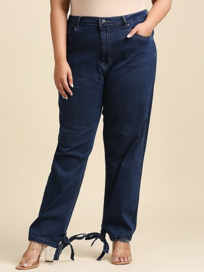 Buy Lastinch Women's Rayon Solid Blue Trouser for All Plus Size