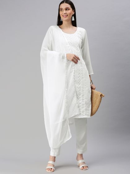 White color dress material clearance