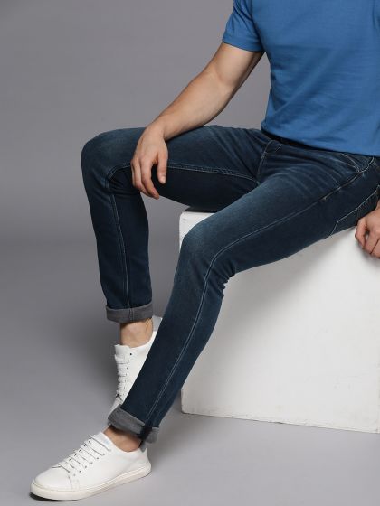 LOUIS PHILIPPE Matt Fit Low Rise Slim Straight Blue Denim Jeans Men's Size  38x30