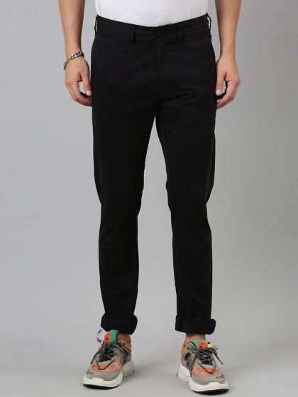 Buy INVICTUS Men Grey Slim Fit Self Design Cigarette Trousers - Trousers  for Men 2029959