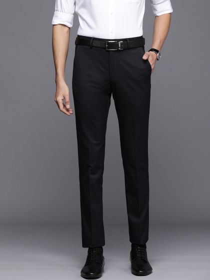 Louis Philippe Men's Relaxed Fit Formal Trousers (LPTFMSLF850276_Grey_34) :  : Fashion