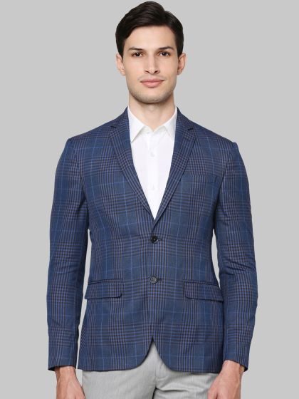 Buy Park Avenue Men Blue Solid Regular Fit Single Breasted Blazer