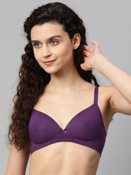 H & M - Lace-Trimmed Padded Bra - Purple