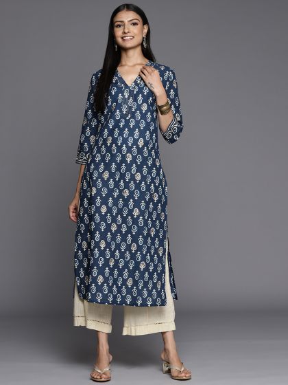 Buy Biba Navy Blue Denim Kurta Kurtas for Women 1604794 Myntra