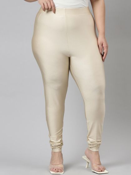 Go Colors Women Gold-Coloured Plus Size Solid Ankle-Length Leggings