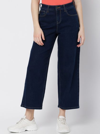 Buy Vero Moda Women Blue Straight Fit High Rise Jeans Jeans for