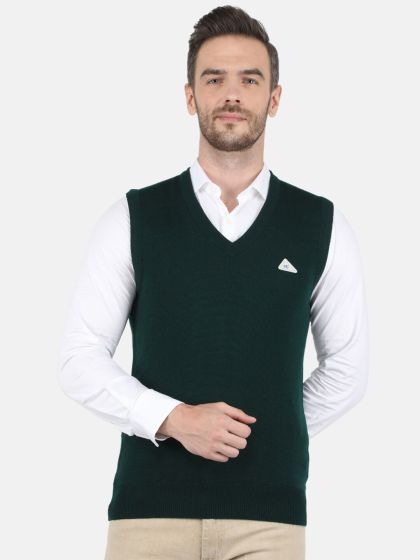 Buy Monte Carlo Men Olive Green Sweater Vest Sweaters for Men