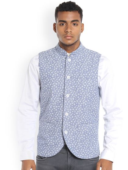 Buy Hangup Men Woven Design Solid Nehru 