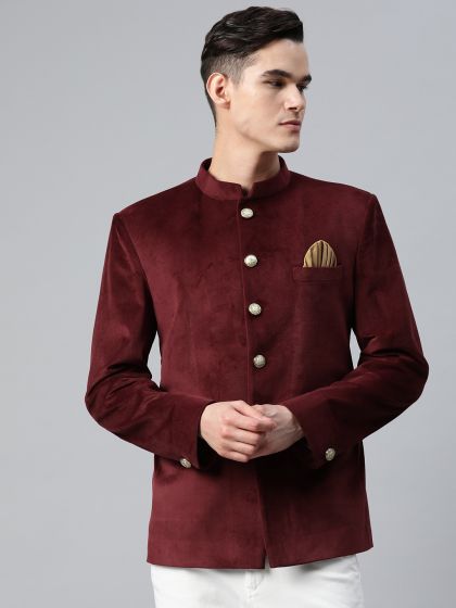 Wintage men's velvet sales grandad collar blazer