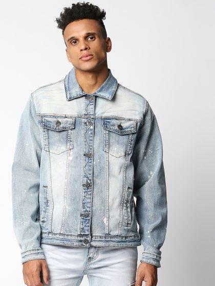 Buy Pepe Jeans Men Blue Washed Checked Crop Denim Jacket Jackets
