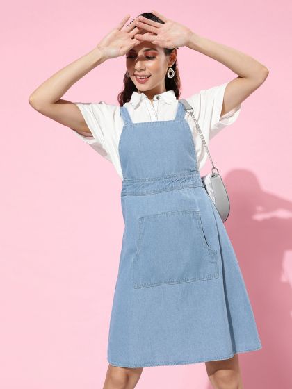 Flared top dungaree dress