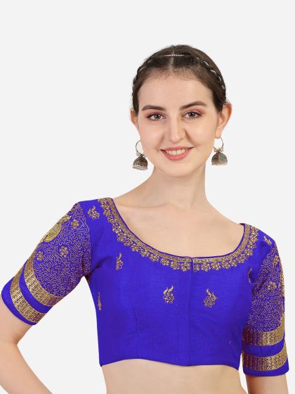 Buy SCUBE DESIGNS Ethnic Motifs Embroidered Sweetheart Neck Tie Up Velvet  Saree Blouse - Saree Blouse for Women 25175204