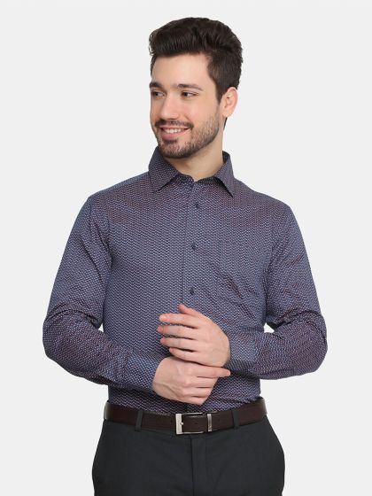 Elevate Your Formal Attire with a Cobb Navy Solid Smart Fit Formal Shirt