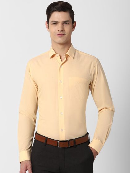 Yellow formal hot sale shirt mens