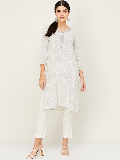 Buy White Cotton Chikankari Embroidered Kurta With Pyjama Online at  Jayporecom