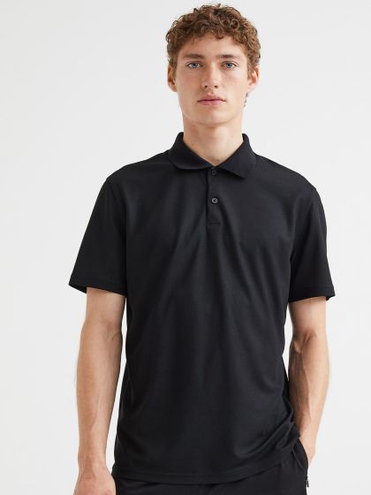 H&m black clearance polo shirt