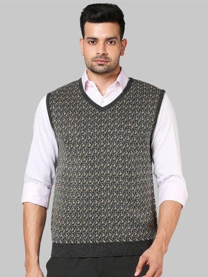 Buy BYFORD By Pantaloons Men Navy Blue Grey Pure Acrylic Sweater