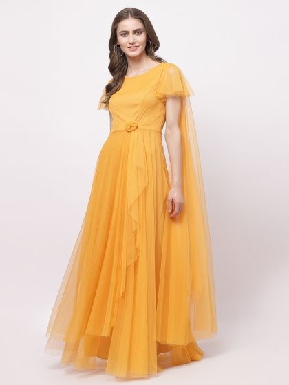 Buy Just Wow Women Peach Coloured Solid Maxi Dress Dresses for