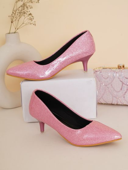 Pink glitter kitten heels online