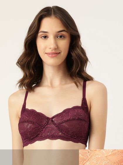 Buy Leading Lady Maroon Floral Lace Bra LL 1027 Wine - Bra for