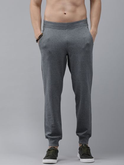 Mens grey top checked joggers
