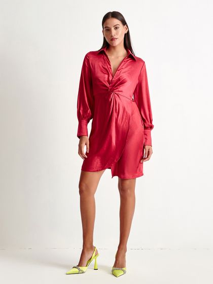 Buy COVER STORY Maroon A Line Midi Dress Dresses for Women