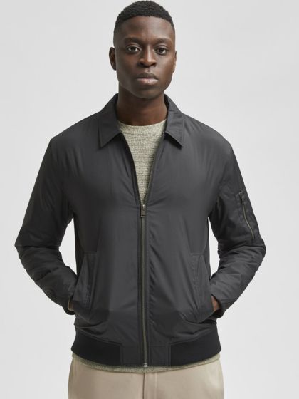 Buy MANGO MAN Off White Solid Performance Bomber Jacket Jackets