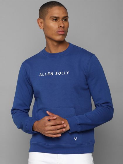 Buy Allen Solly Men Navy Blue Colourblocked Cotton Sweatshirt - Sweatshirts  for Men 20965686 | Myntra
