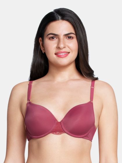 Buy Amante Padded Plunge Neck Front Open Bra- Blue at Rs.945