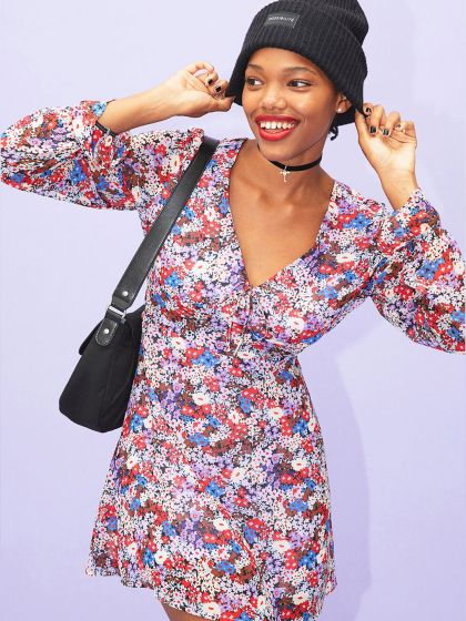 H&m crepe dress red discount