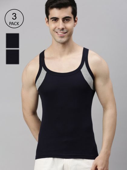 Buy Lux Cozi Men Pack Of 3 Solid Pure Cotton Innerwear Vests