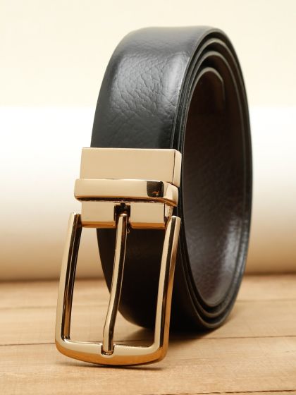 Buy Teakwood Leathers Black Croco Textured Leather Casual Belt for