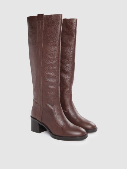 Kervana embossed knee high leather boot sales