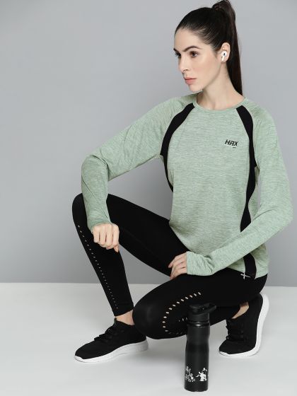 Buy Ether Women Black Solid High Neck Long Sleeve With Thumbhole