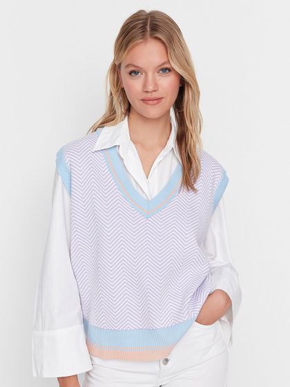 White Open Knit Sweater, Lady in Violet