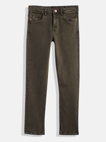 Buy Allen Solly Junior Boys Olive Green Skinny Fit Jeans Jeans