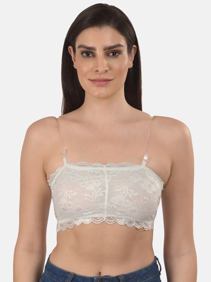 Buy PrettyCat White Solid Non Wired Lightly Padded Bralette Bra