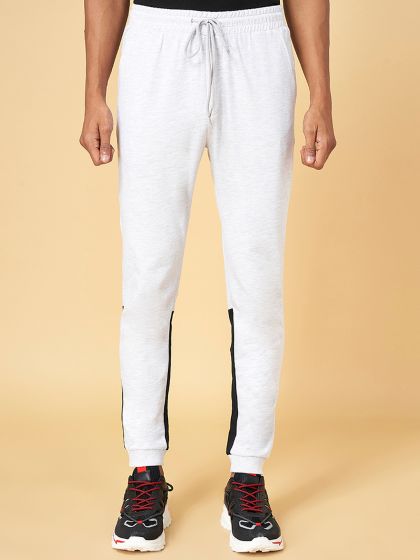 Ajile by Pantaloons Grey Melange Cotton Slim Fit Trackpants