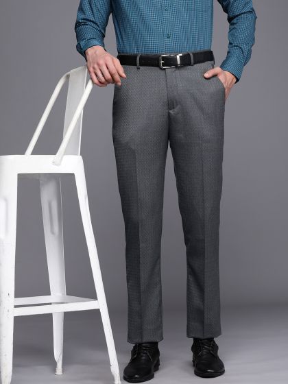 LOUIS PHILIPPE Men Textured Slim Tapered Fit Formal Trousers